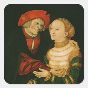 Het Ill-Matched Couple Vierkante Sticker