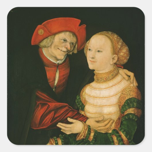 Het Ill-Matched Couple Vierkante Sticker (Voorkant)
