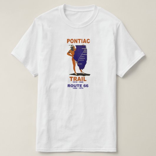 Het Illinois Pontiac Trail, vóór Route 66 T-shirt (Design voorkant)