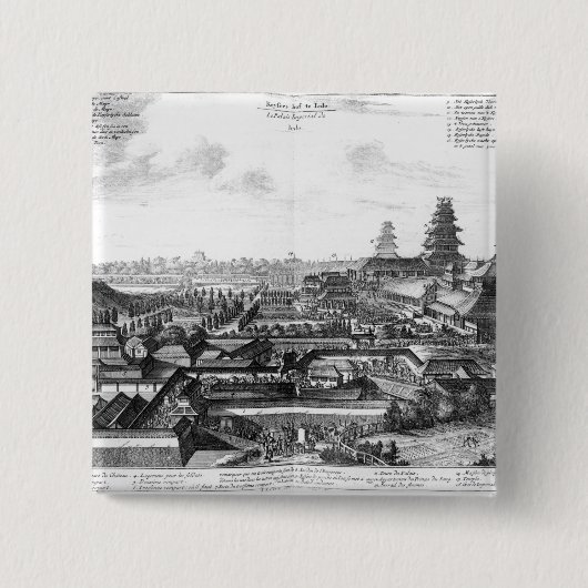 Het imperiale paleis in Ido, Japan Vierkante Button 5,1 Cm (Voorkant)