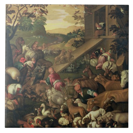 Het in de ark brengen van de dieren tegeltje (Voorkant)