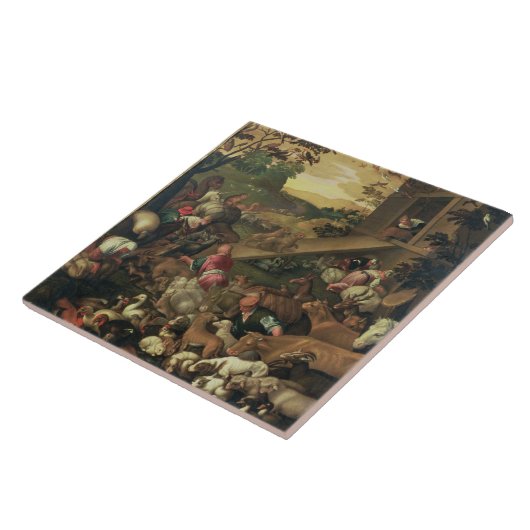 Het in de ark brengen van de dieren tegeltje (Zijkant)