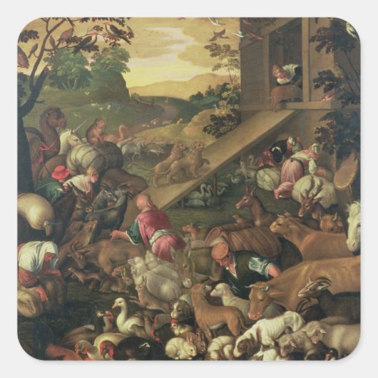 Het in de ark brengen van de dieren vierkante sticker (Voorkant)