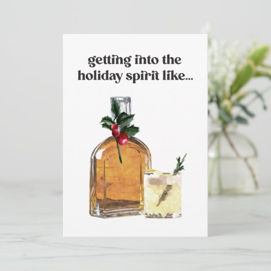 Het in de geest krijgen van Whiskey Cocktail Funny Feestdagenkaart (Staand voorkant)