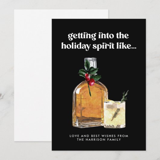 Het in de geest krijgen van Whiskey Cocktail Funny Feestdagenkaart (Voorkant / Achterkant)