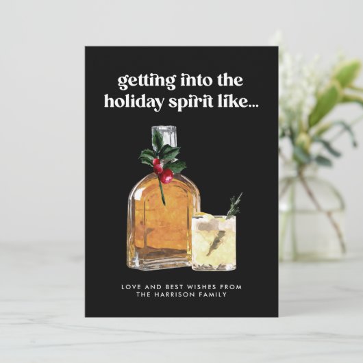 Het in de geest krijgen van Whiskey Cocktail Funny Feestdagenkaart (Staand voorkant)