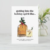 Het in de geest krijgen van Whiskey Cocktail Funny Feestdagenkaart (Staand voorkant)