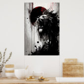 Het in de nachtelijke hemel steken van de leeuw poster (Keuken)