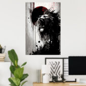 Het in de nachtelijke hemel steken van de leeuw poster (Thuiskantoor)