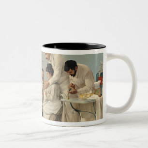 Het inbrengen van een buis tweekleurige koffiemok