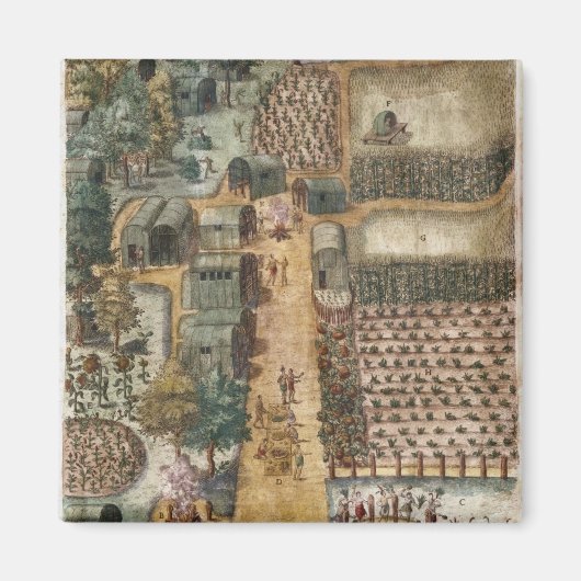 Het Indiase dorp Secoton, c.1570-80 Magneet (Voorkant)