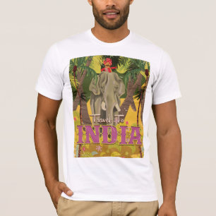 het Indische poster van de olifants vintage reis T-shirt