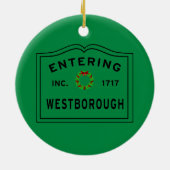 Het ingaan van de Kerst van Westborough Keramisch Ornament (Achterkant)