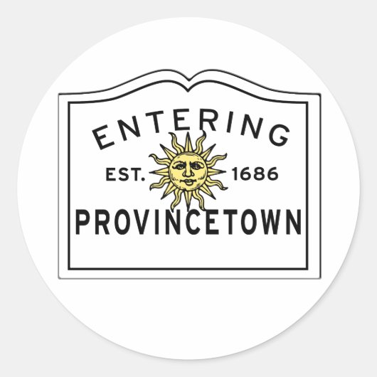 Het ingaan van de Provincetown Zonnegeband Klassie Ronde Sticker (Voorkant)
