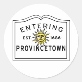 Het ingaan van de Provincetown Zonnegeband Klassie Ronde Sticker