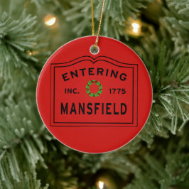 Het ingaan van Kerstmis Mansfield MA Keramisch Ornament