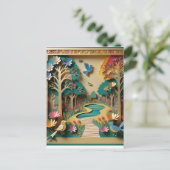 Het ingewikkeld gedetailleerde gouden kleur 3d doc briefkaart (Staand voorkant)