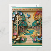 Het ingewikkeld gedetailleerde gouden kleur 3d doc briefkaart (Voorkant / Achterkant)