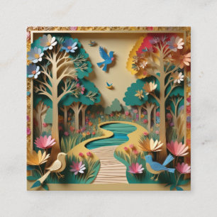 Het ingewikkeld gedetailleerde gouden kleur 3d doc vierkante visitekaartje