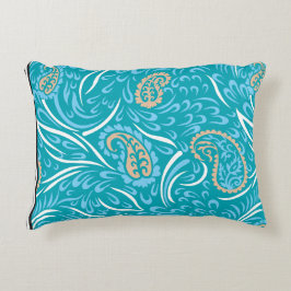 Het ingewikkelde ontwerp van turquoise stof met pa accent kussen