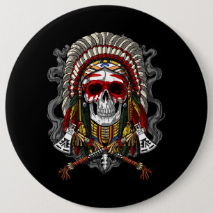 Het inheemse Amerikaanse Indische Belangrijkste Ronde Button 6,0 Cm