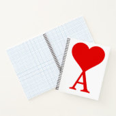 Het initiaal A met een groot rood hart Notitieboek (Binnen)