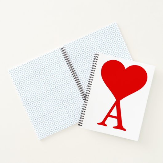 Het initiaal A met een groot rood hart Notitieboek (Binnen)