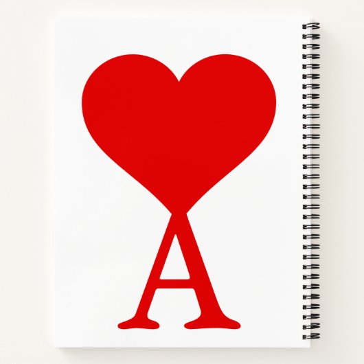 Het initiaal A met een groot rood hart Notitieboek (Achterkant)