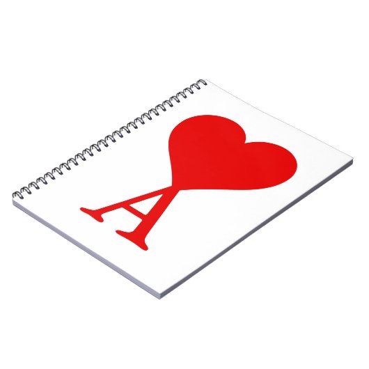 Het initiaal A met een groot rood hart Notitieboek (Linkerzijde)