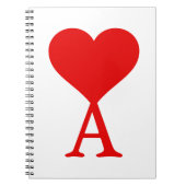 Het initiaal A met een groot rood hart Notitieboek (Voorkant)