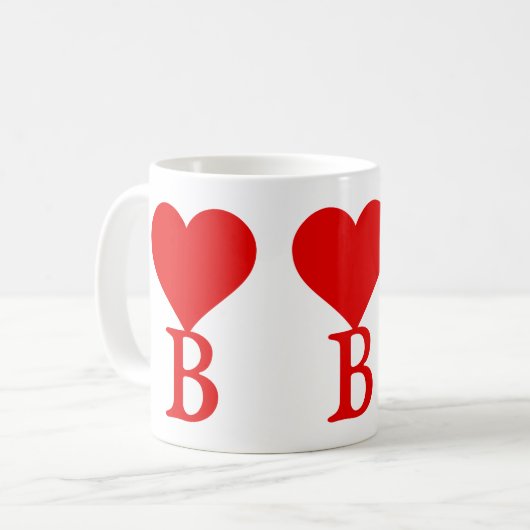 Het initiaal B met een groot rood hart Koffiemok (Voorkant links)
