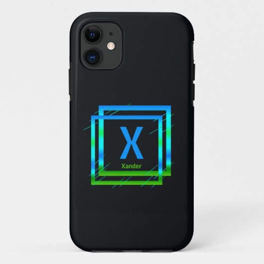 Het Initiaal van de verandering voegt Naam Blauwe Case-Mate iPhone Case (Achterkant)