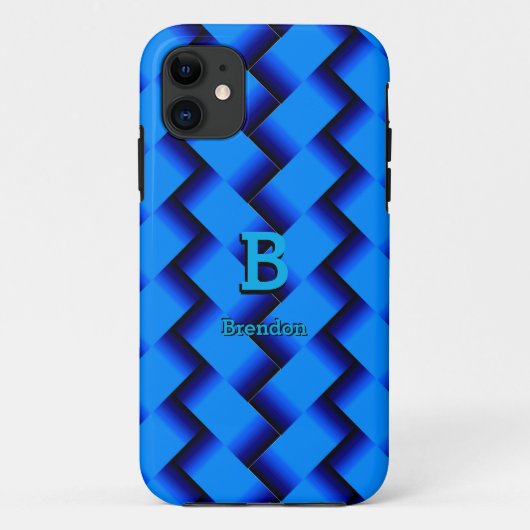 Het Initiaal van de verandering voegt Naam Blauwe  Case-Mate iPhone Case (Achterkant)