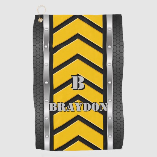 Het Initiaal van de verandering voegt Naam zwarte  Golfhanddoek (Voorkant)