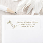 Het initiaal van het bruiloft koppel keert Adres t Etiket (Insitu)