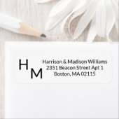 Het initiaal van het bruiloft koppel keert Adres t Etiket (Insitu)