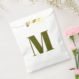 Het initiaal van het monogram olijven mos wit gesc bedankzakje