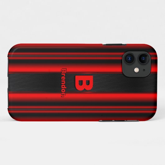 Het Initiaal wijzigen Naam toevoegen Metallic Red Case-Mate iPhone Case (Achterkant (horizontaal))