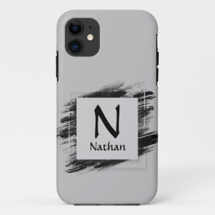 Het Initiaal wijzigen Naam toevoegen Zwart penseel Case-Mate iPhone Case