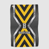 Het Initiaal wijzigen Voeg de naam Gele Zwarte Zil Golfhanddoek (Voorkant)