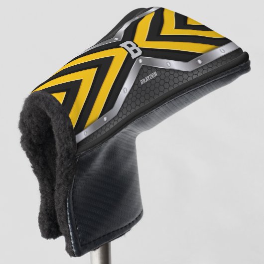 Het Initiaal wijzigen Voeg de naam Gele Zwarte Zil Golfheadcover (3/4 voorkant)