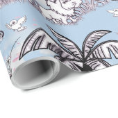 het inkleuren van lijntekening op vlottende wolken cadeaupapier (Rol Hoek)