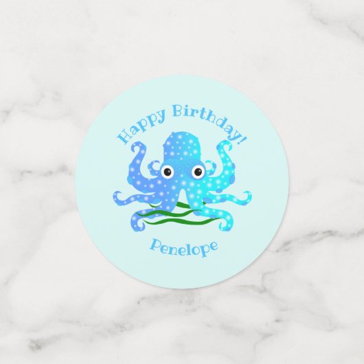 Het inktblauwe octopus-thema confetti (Kleine voorkant)