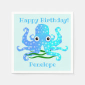 Het inktblauwe octopus-thema servet (Voorkant)