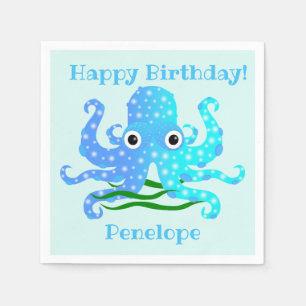 Het inktblauwe octopus-thema servet