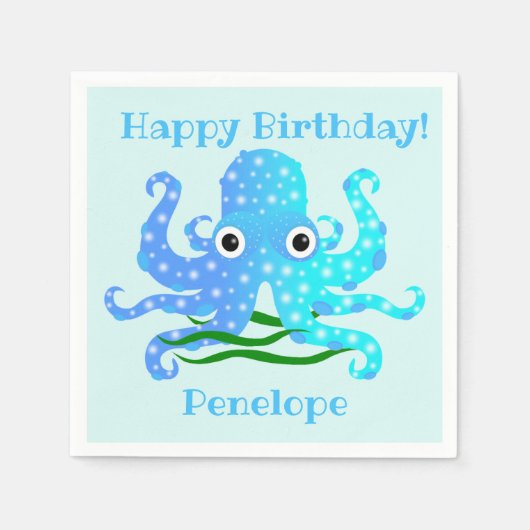 Het inktblauwe octopus-thema servet (Voorkant)