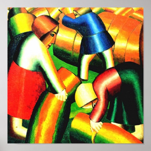 Het innemen van de oogstdruk  Russische kunst Poster (Voorkant)