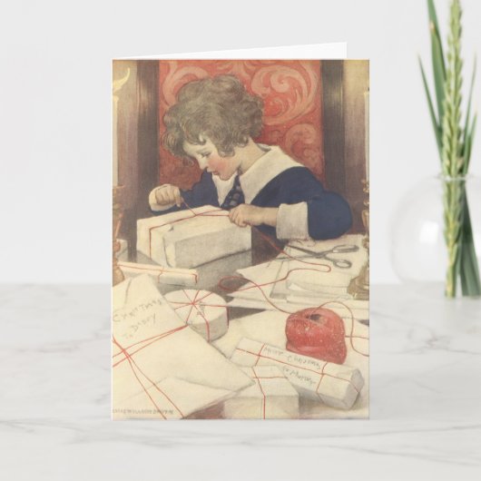 Het inpakken van kerstcadeaus, Jessie Willcox Smit Feestdagen Kaart (Voorkant)