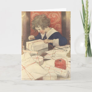 Het inpakken van kerstcadeaus, Jessie Willcox Smit Feestdagen Kaart