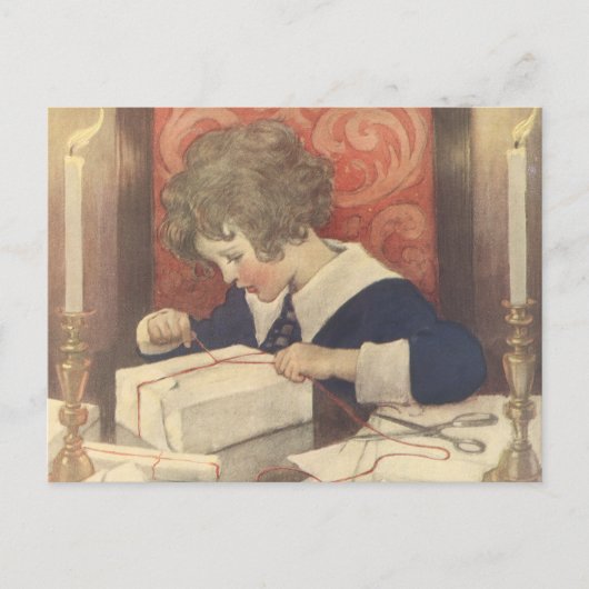 Het inpakken van kerstcadeaus, Jessie Willcox Smit Feestdagenkaart (Voorkant)